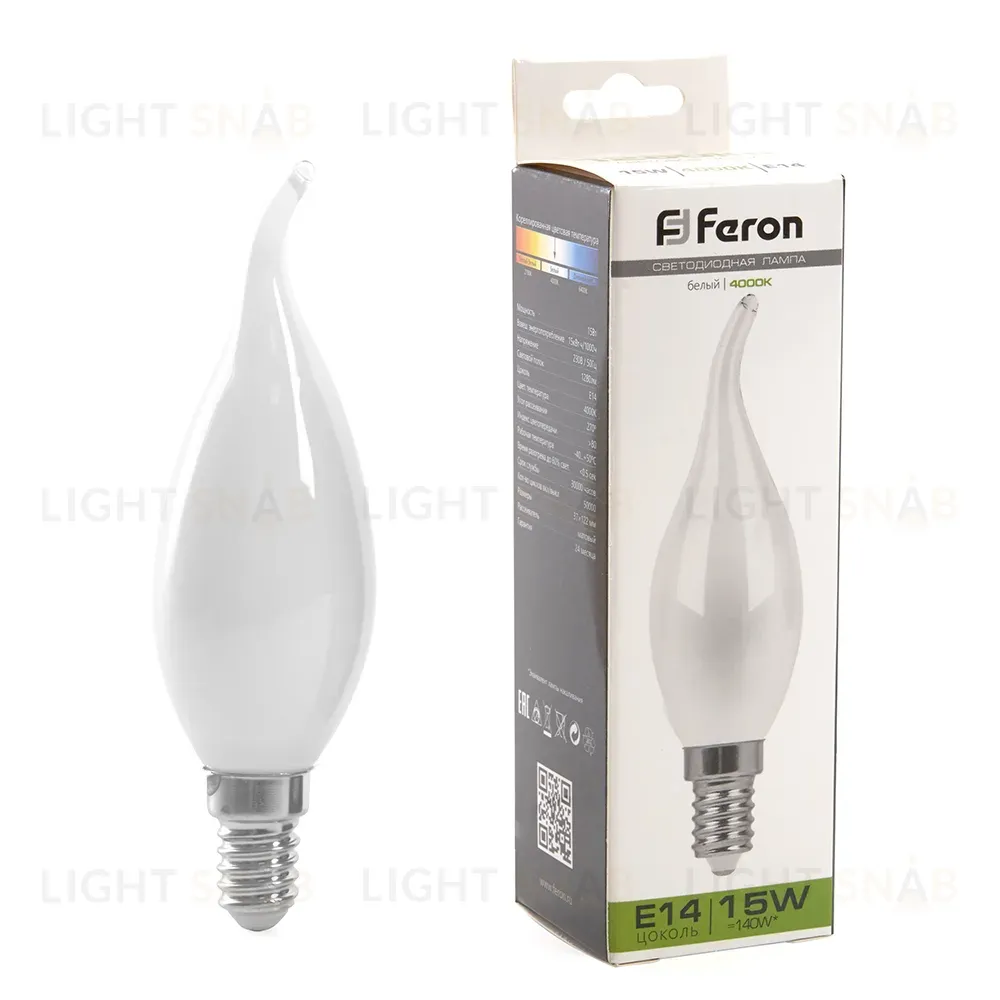 Лампа светодиодная Feron LB-718 Свеча на ветру E14 15W 4000K 38262 38262