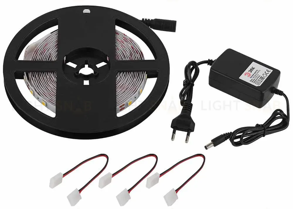 Светодиодная лента ЭРА 14,4W/m 60LED/m 5050SMD теплый белый 5M 5050kit-14,4-60-12-IP20-2700-5m Б0043066 Б0043066
