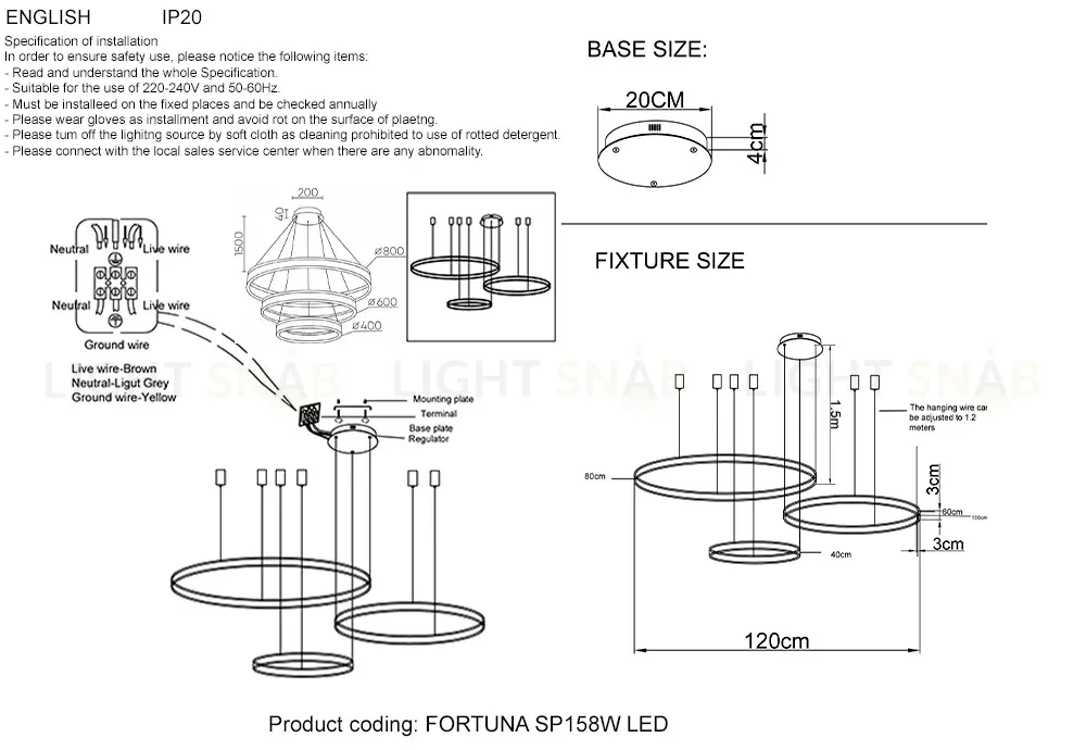 Подвесная люстра Crystal Lux FORTUNA SP158W LED GOLD FORTUNA SP158W LED GOLD