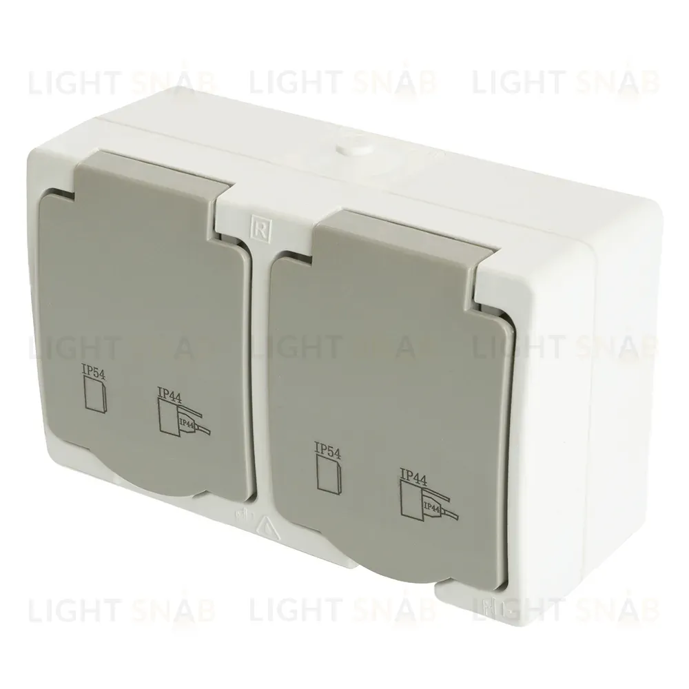 Розетка двухместная с крышкой Stekker PST16-22-54 Велена 49730 49730