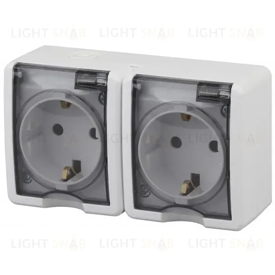 Розетка ЭРА Эксперт 2х2P+E IP54 со шторками 16A 250V 11-2404-01 Б0020718 Б0020718