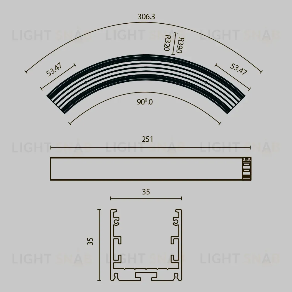 Радиусный профиль Maytoni Led strip ALM-3535R-B-D-90°-0.3M ALM-3535R-B-D-90°-0.3M