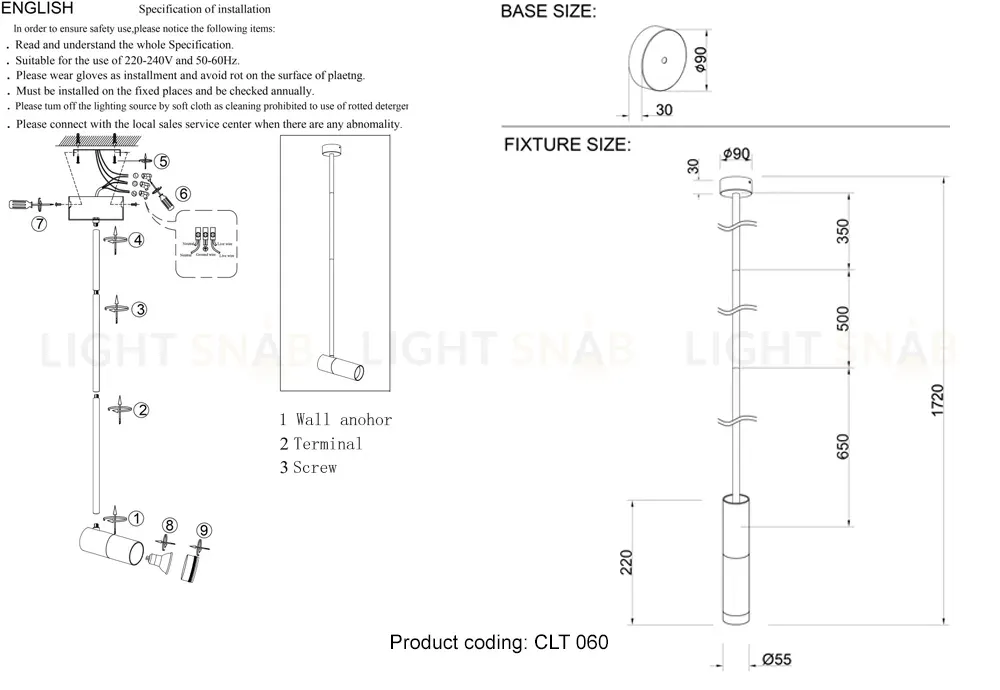 Подвесной светильник Crystal Lux CLT 060C1 BL CLT 060C1 BL