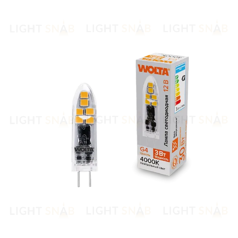 Светодиодная лампа WOLTA 3Вт 4000K G4 матовая WSTD-JC-12V3W4KG4-P WSTD-JC-12V3W4KG4-P