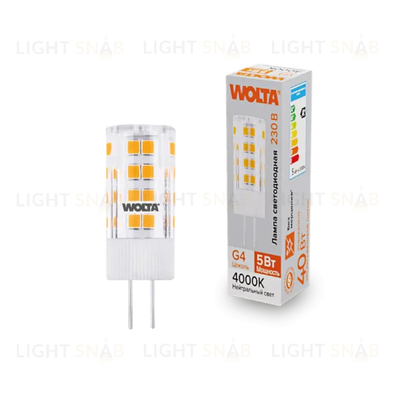 Светодиодная лампа WOLTA 5Вт 4000K G4 кукуруза матовая WSTD-JC-220V5W4KG4-C WSTD-JC-220V5W4KG4-C