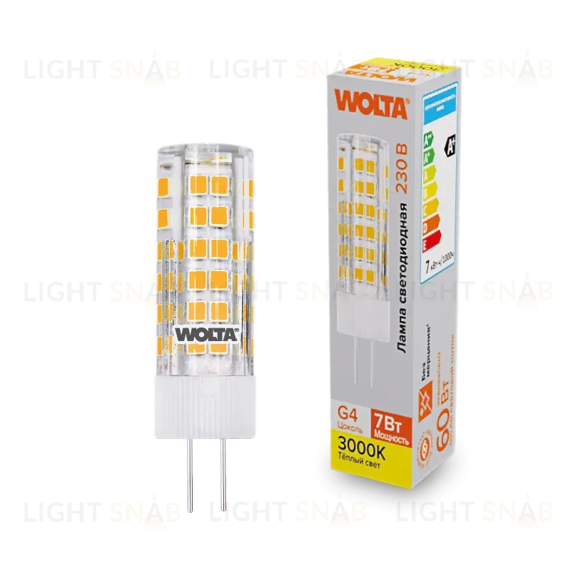 Светодиодная лампа WOLTA 7Вт 3000K G4 кукуруза матовая WSTD-JC-220V7W3KG4-C WSTD-JC-220V7W3KG4-C