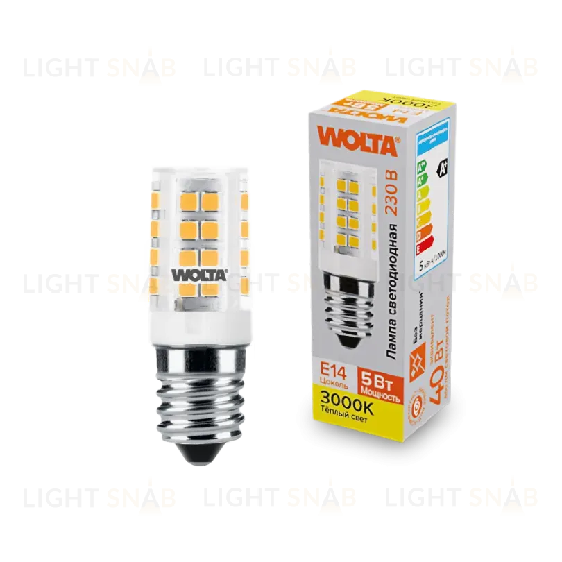 Светодиодная лампа WOLTA 5Вт 3000K E14 кукуруза матовая WSTD-JCD-5W3KE14-C WSTD-JCD-5W3KE14-C