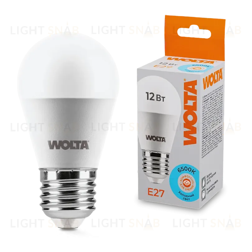 Светодиодная лампа WOLTA 12Вт 6500K Е27 груша матовая 25W45GL12E27 25W45GL12E27