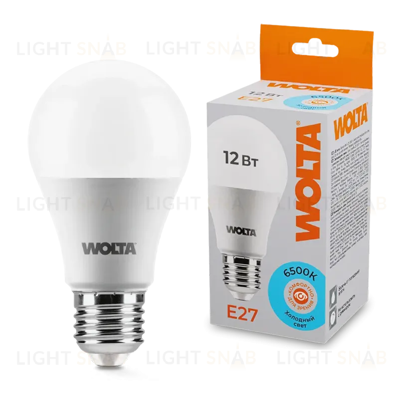 Светодиодная лампа WOLTA 12Вт 6500К E27 груша матовая 25W60BL12E27 25W60BL12E27