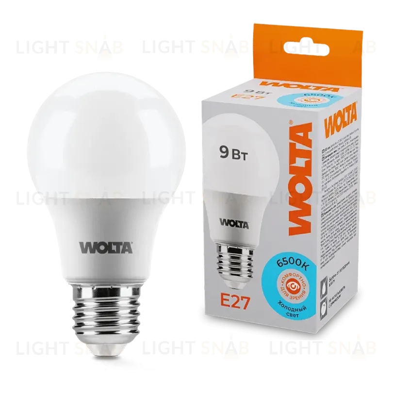 Светодиодная лампа WOLTA 9Вт 6500К E27 груша матовая 25W60BL9E27 25W60BL9E27