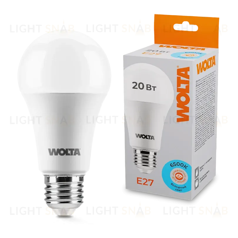 Светодиодная лампа WOLTA 20Вт 6500К E27 груша матовая 25W65BL20E27 25W65BL20E27