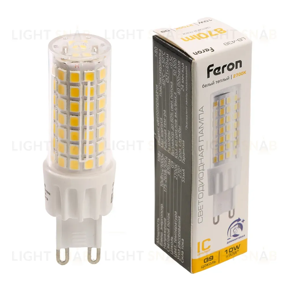 Лампа светодиодная диммируемая Feron LB-438 G9 10W 2700K 51741 51741
