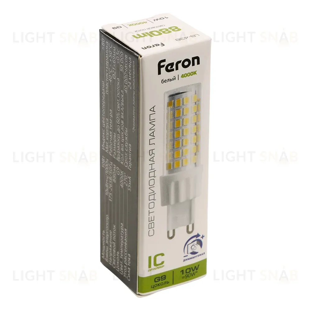 Лампа светодиодная диммируемая Feron LB-438 G9 10W 4000K 51742 51742