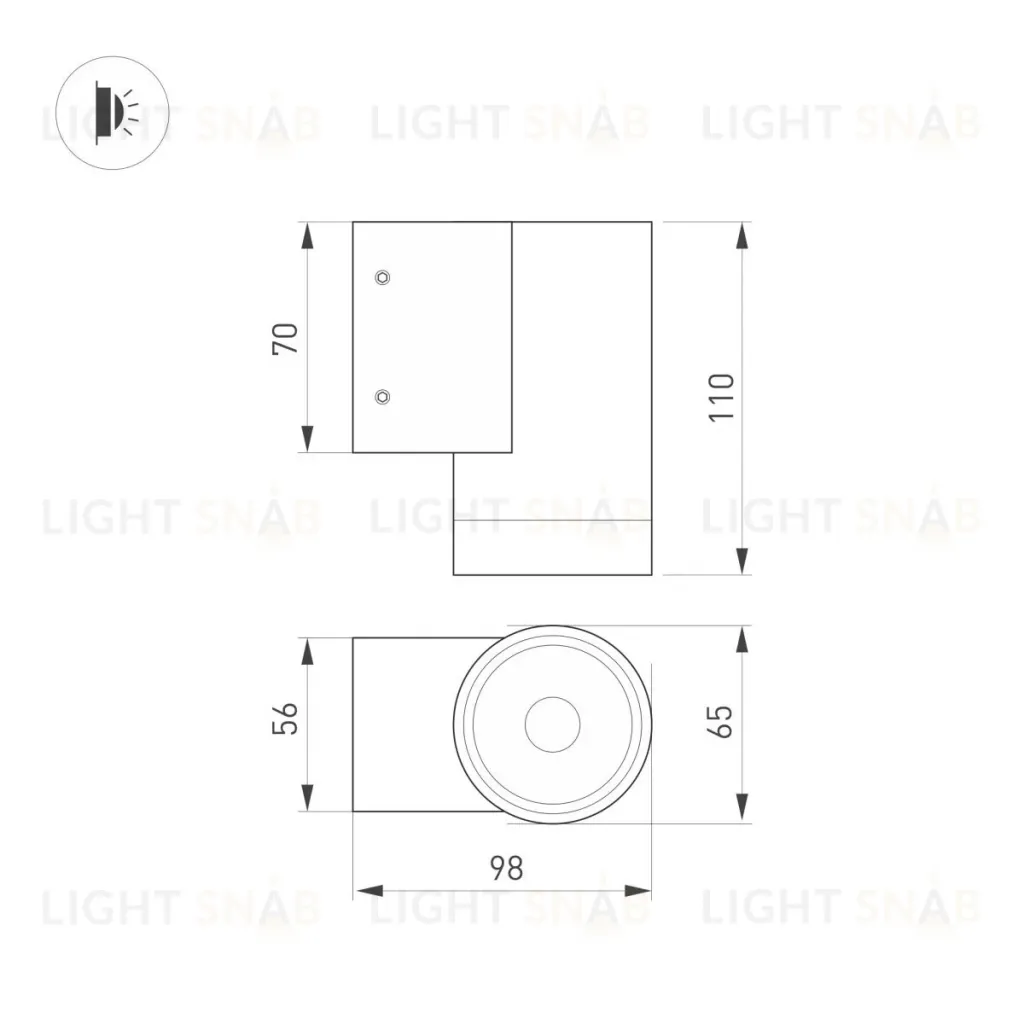 Уличный настенный светильник Arlight LGD-RAY-WALL-R65-12W Warm3000 (GR, 6 deg, 230V) (IP65 Металл) 049984(1) 049984(1)