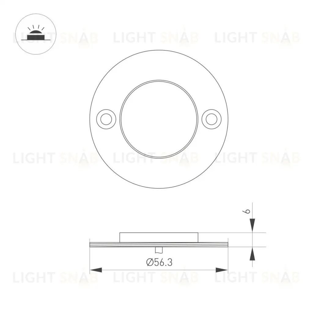 Светильник для стен, лестниц и пола Arlight ART-DECK-LAMP-R56-3W Warm2700 (SL, 120 deg, 24V) (IP67 Металл) 060622 060622
