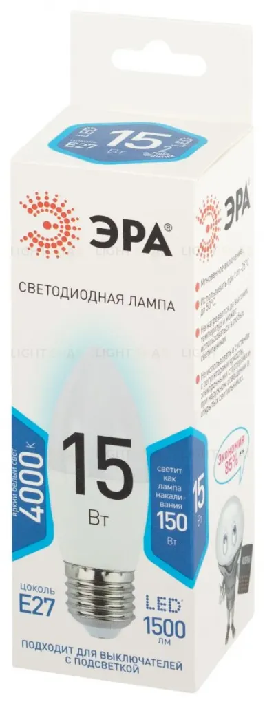 Лампа светодиодная Эра STD LED B35-15W-840-E27 4000K свеча Б0066818 Б0066818