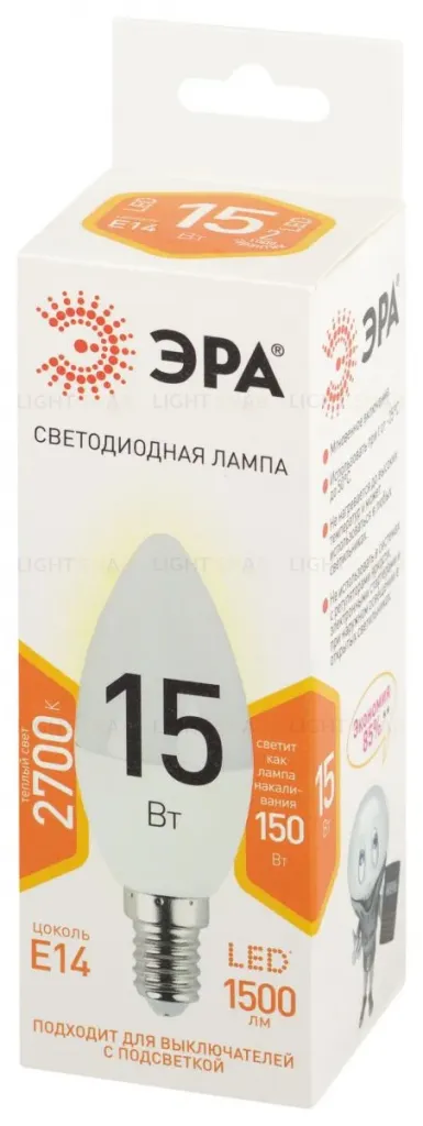 Лампа светодиодная Эра STD LED B35-15W-827-E14 2700K свеча Б0066835 Б0066835