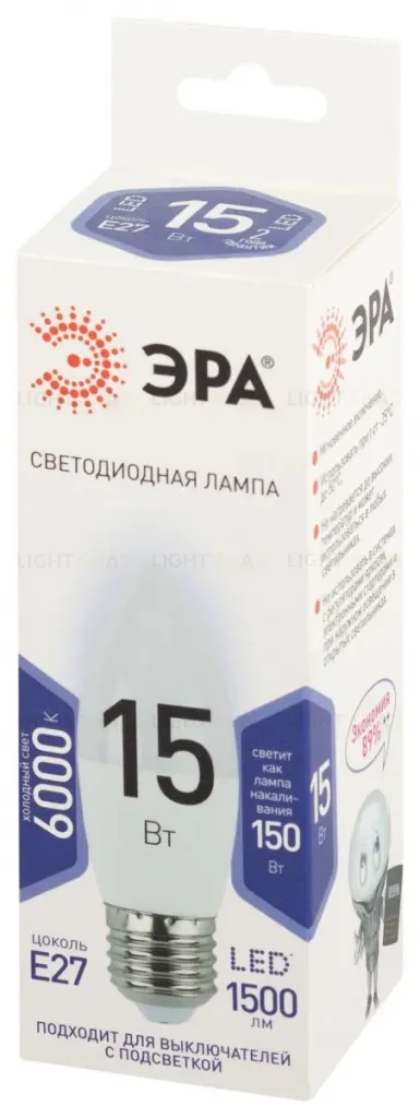 Лампа светодиодная Эра STD LED B35-15W-860-E27 6500K свеча Б0066800 Б0066800
