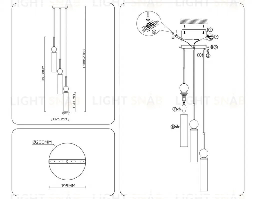 Подвесной светильник Ambrella Light High Light Modern LH53257 LH53257
