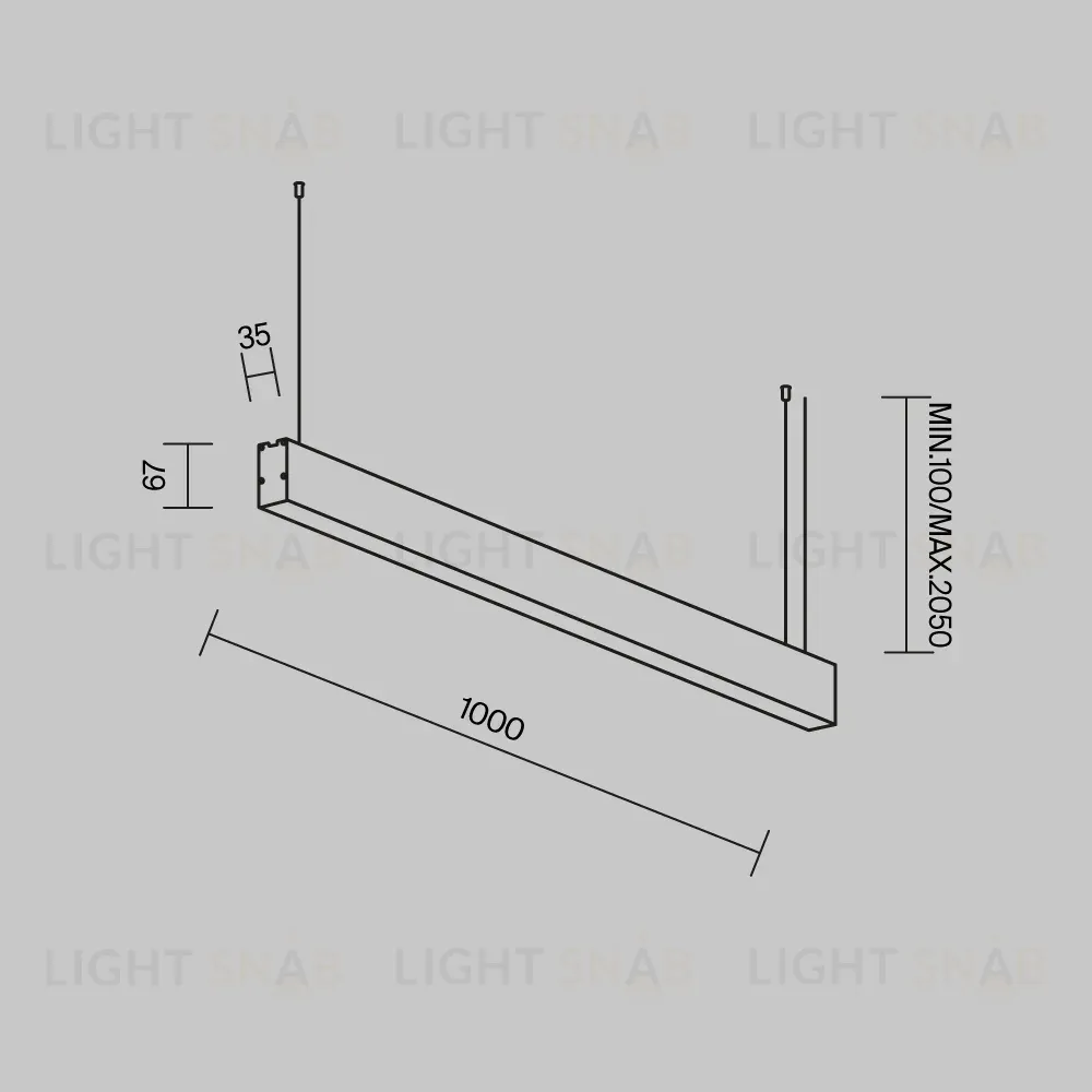 Линейный подвесной светильник Maytoni Technical 4000K 35x67 (Черный, 1 м) LL312044 LL312044