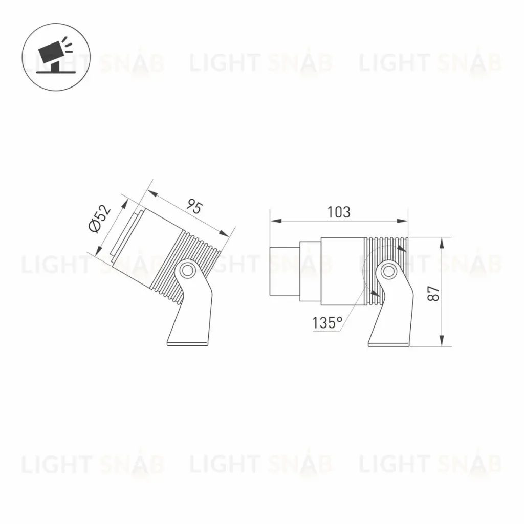 Ландшафтный светильник Arlight ALT-RAY-ZOOM-R52-8W Warm2700 (DG, 10-40 deg, 230V) (IP67 Металл) 051802(1) 051802(1)