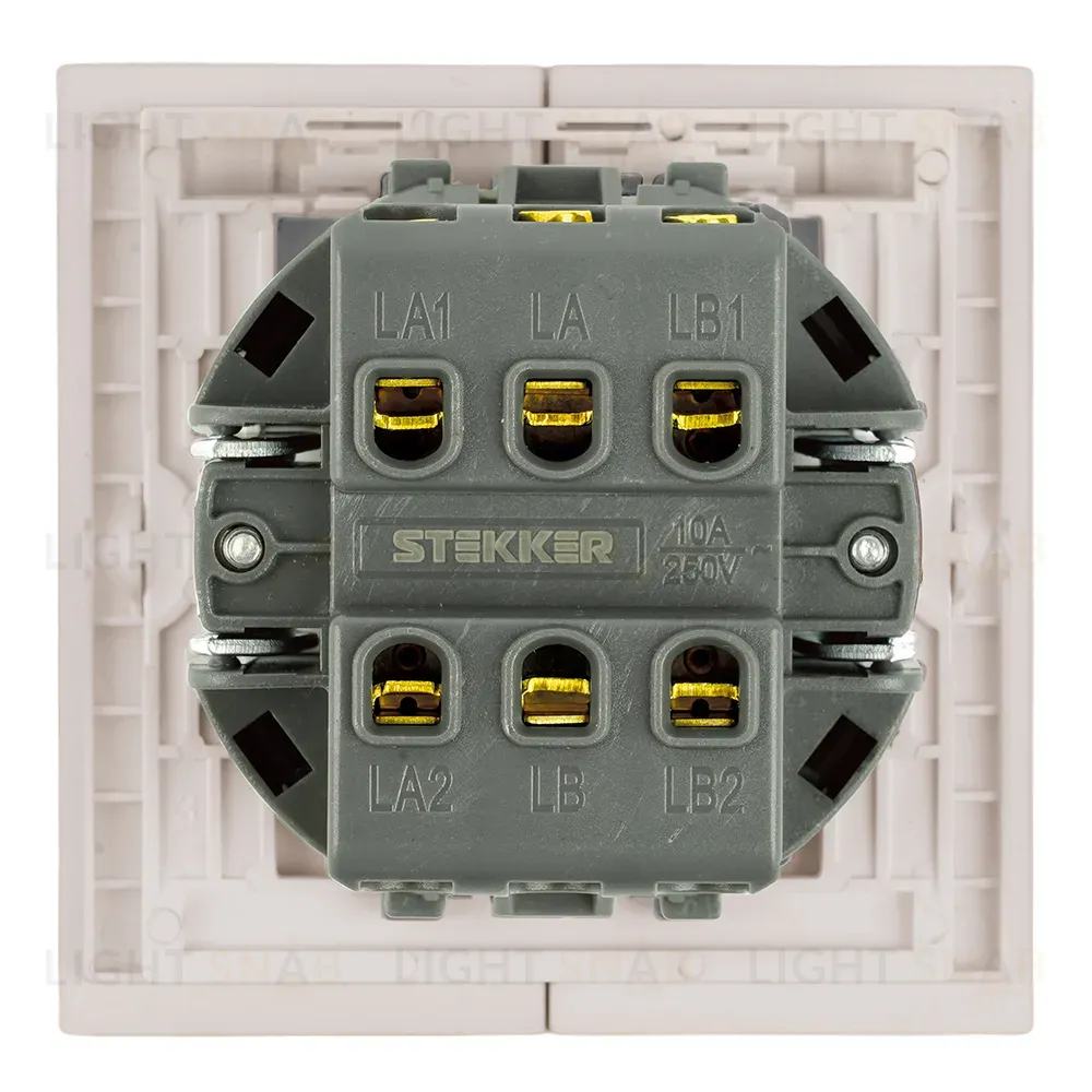 Переключатель 2-клавишный (механизм) Stekker Мия 250В 10А RSW10-3107-08 пудровый жемчуг 50478 50478