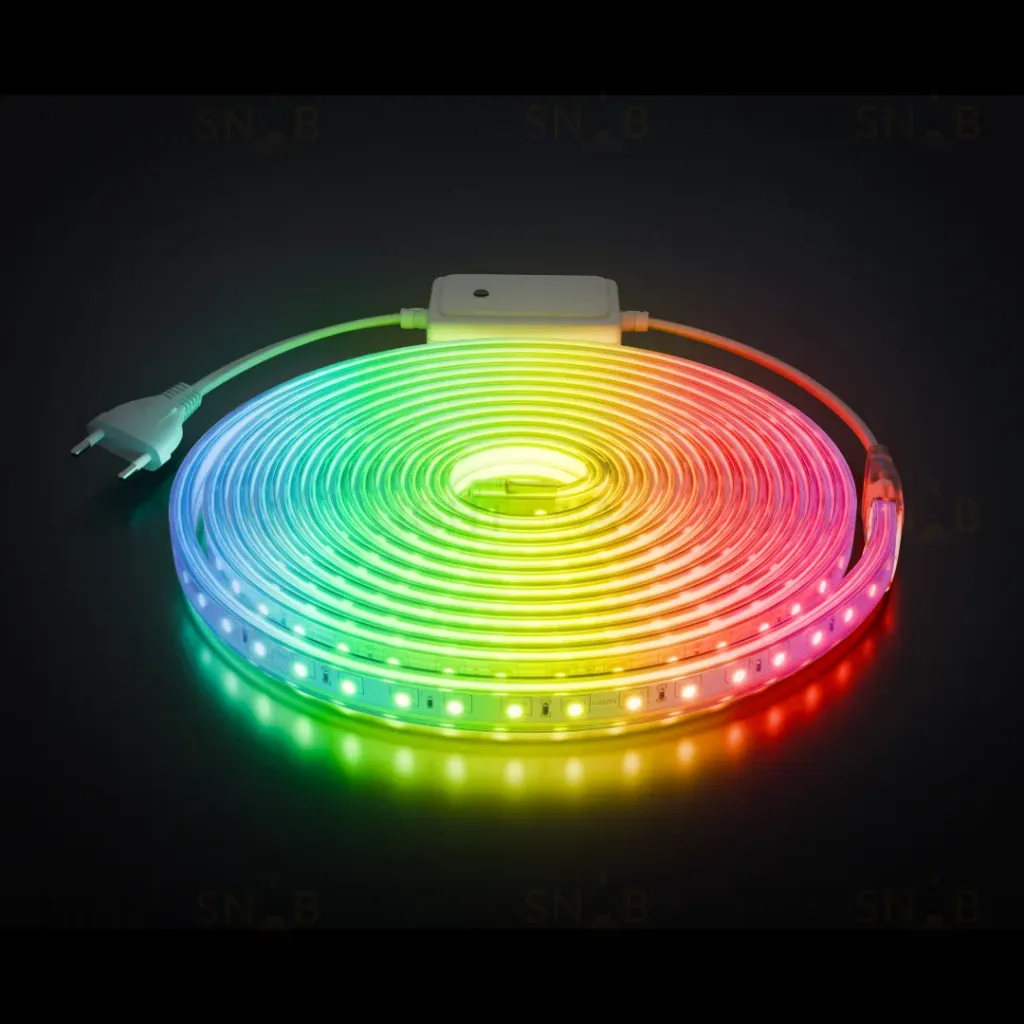Комплект светодиодной ленты Apeyron 220В 12Вт/м, RGB, SMD5050, 60д/м, 5м, IP65 10-146 (контроллер - 1шт, заглушка - 1шт, крепеж - 5шт) 10-146