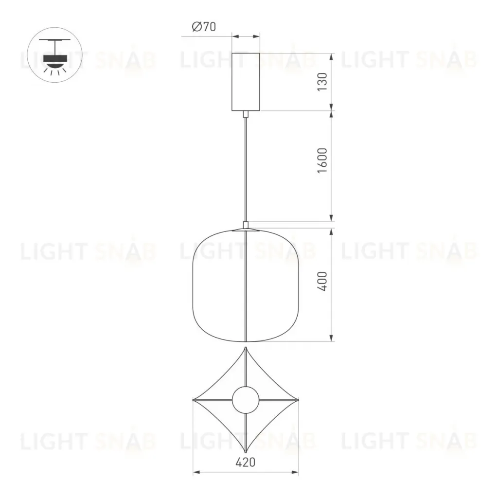 Подвесной светильник Arlight SP-SETA-HANG-L400х420-9W Warm2700 (WH, 320 deg, 230V) (IP20, Натуральный шелк) 061915 061915