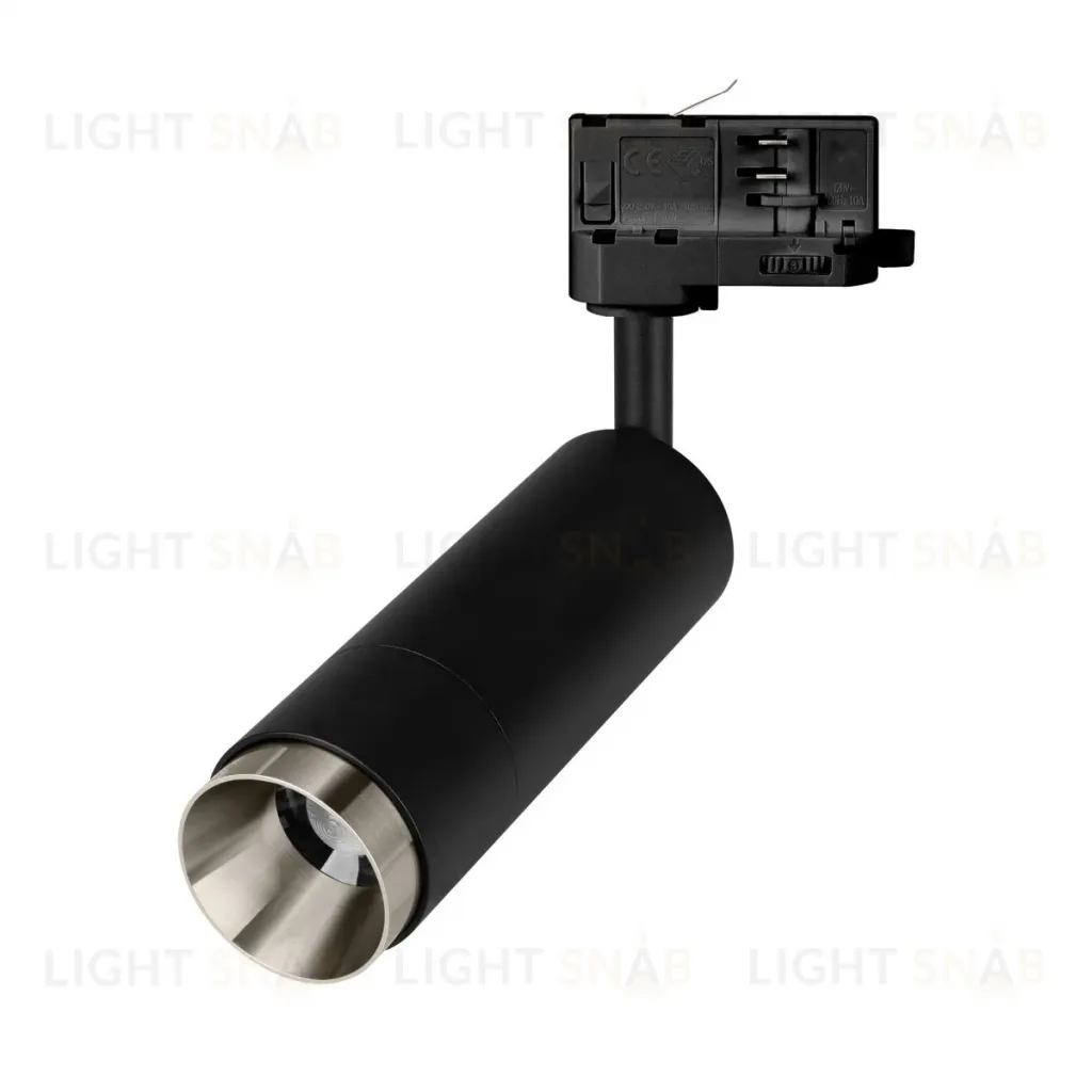 Трековый трехфазный светильник Arlight LGD-GESTIA-TRACK-4TR-R51-10W Warm3000 (BK-NI, 25-50 deg, 230V) (IP20 Металл) 059385 059385