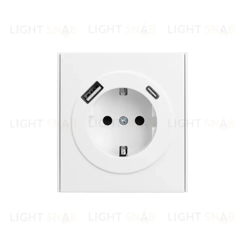 Розетка STRONG 1-ая с/з с/у з/ш 16А с USB A+C быстрой зарядки 5В/3А жемчуг KRANZ KR-78-0704-4 KR-78-0704-4