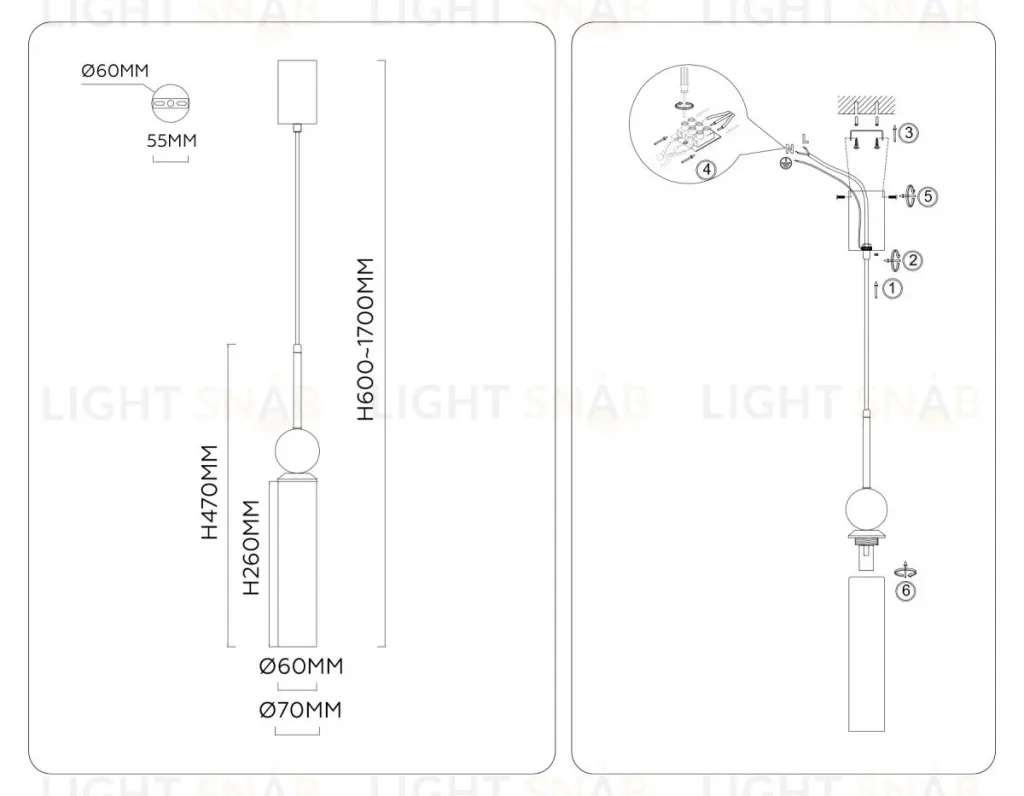 Подвесной светильник Ambrella Light High Light Ceramo Modern LH53261 LH53261