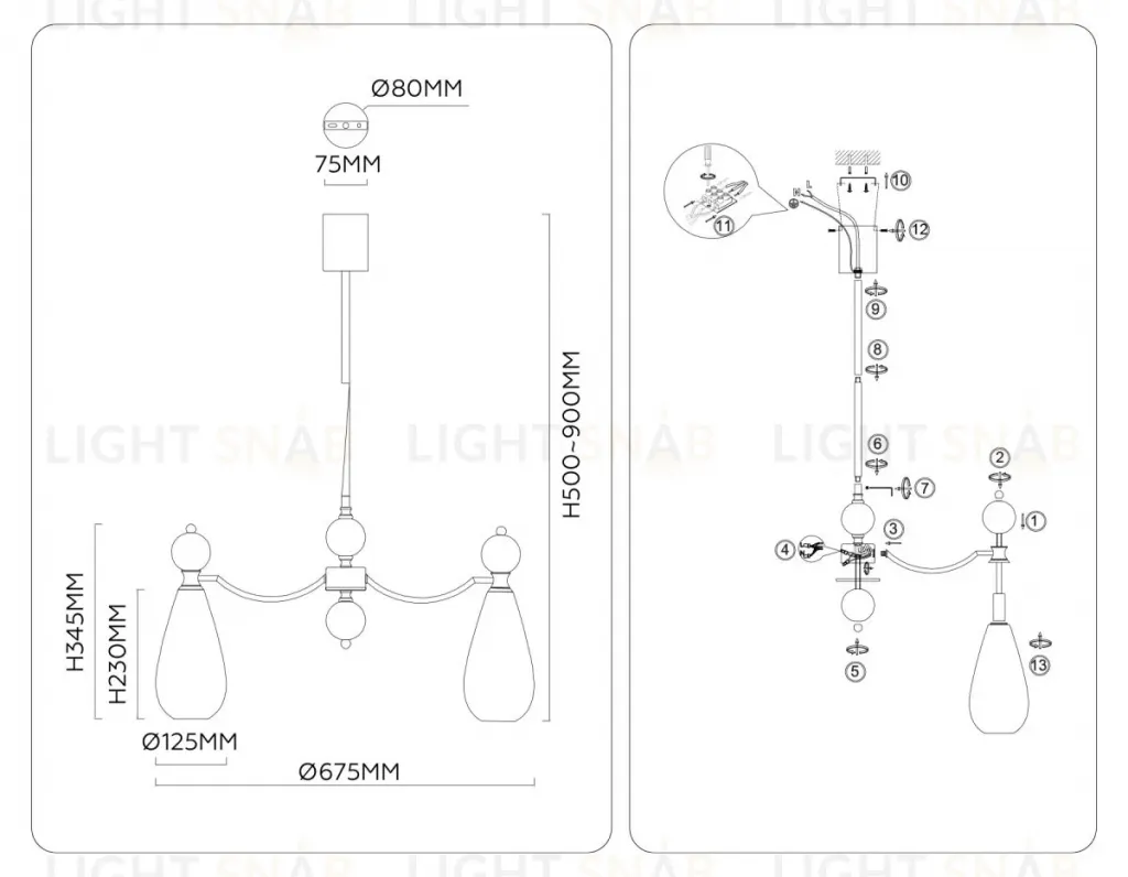 Люстра на штанге Ambrella Light High Light Ceramo Modern LH53286 LH53286