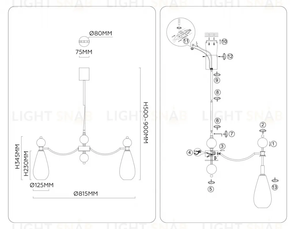 Люстра на штанге Ambrella Light High Light Ceramo Modern LH53287 LH53287