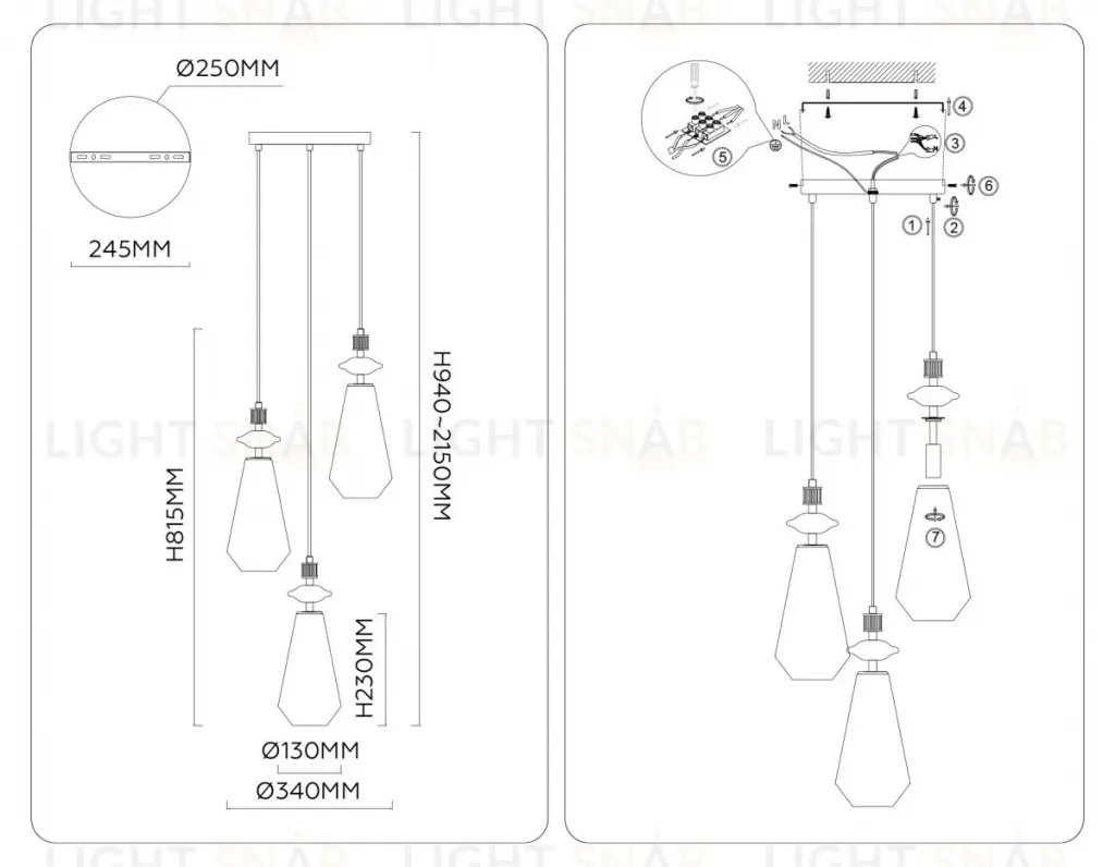 Подвесной светильник Ambrella Light High Light Ceramo Modern LH53302 LH53302