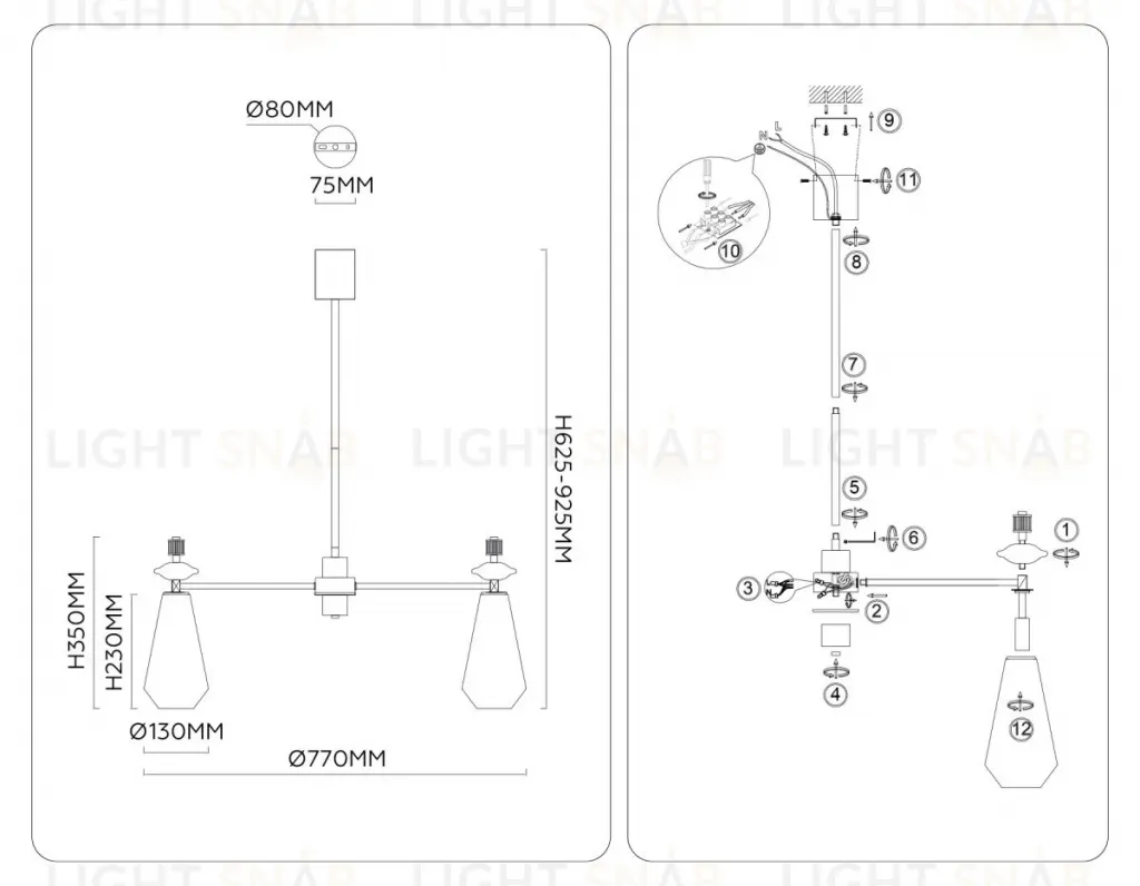 Люстра на штанге Ambrella Light High Light Ceramo Modern LH53306 LH53306