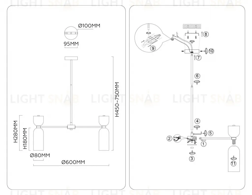 Люстра на штанге Ambrella Light High Light Ceramo Modern LH53325 LH53325