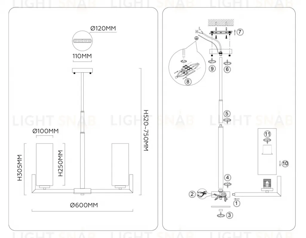 Люстра на штанге Ambrella Light High Light Modern LH56057 LH56057