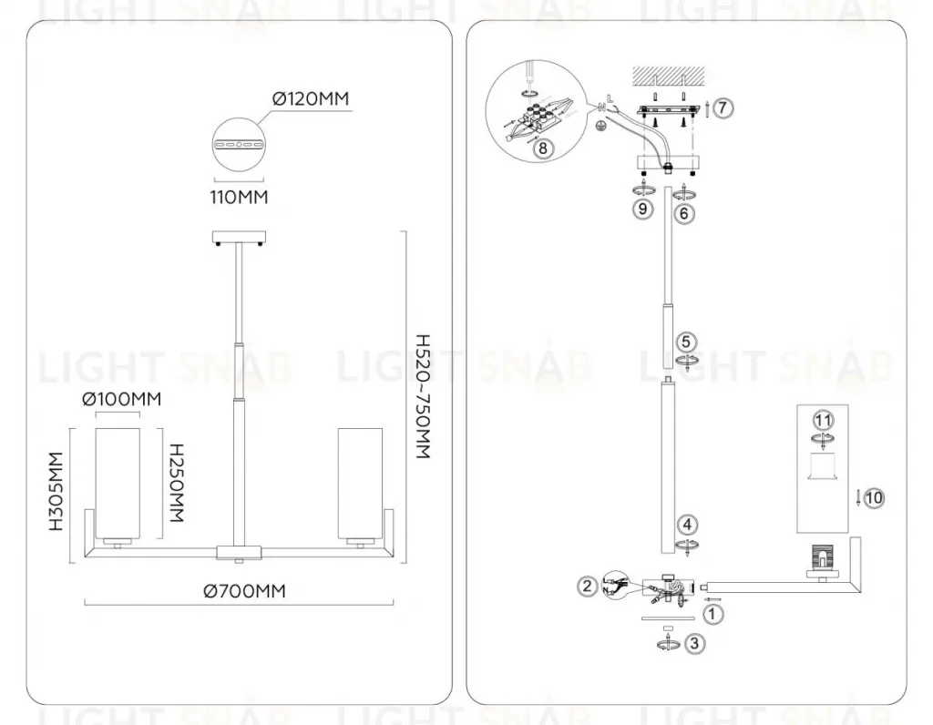 Люстра на штанге Ambrella Light High Light Modern LH56058 LH56058