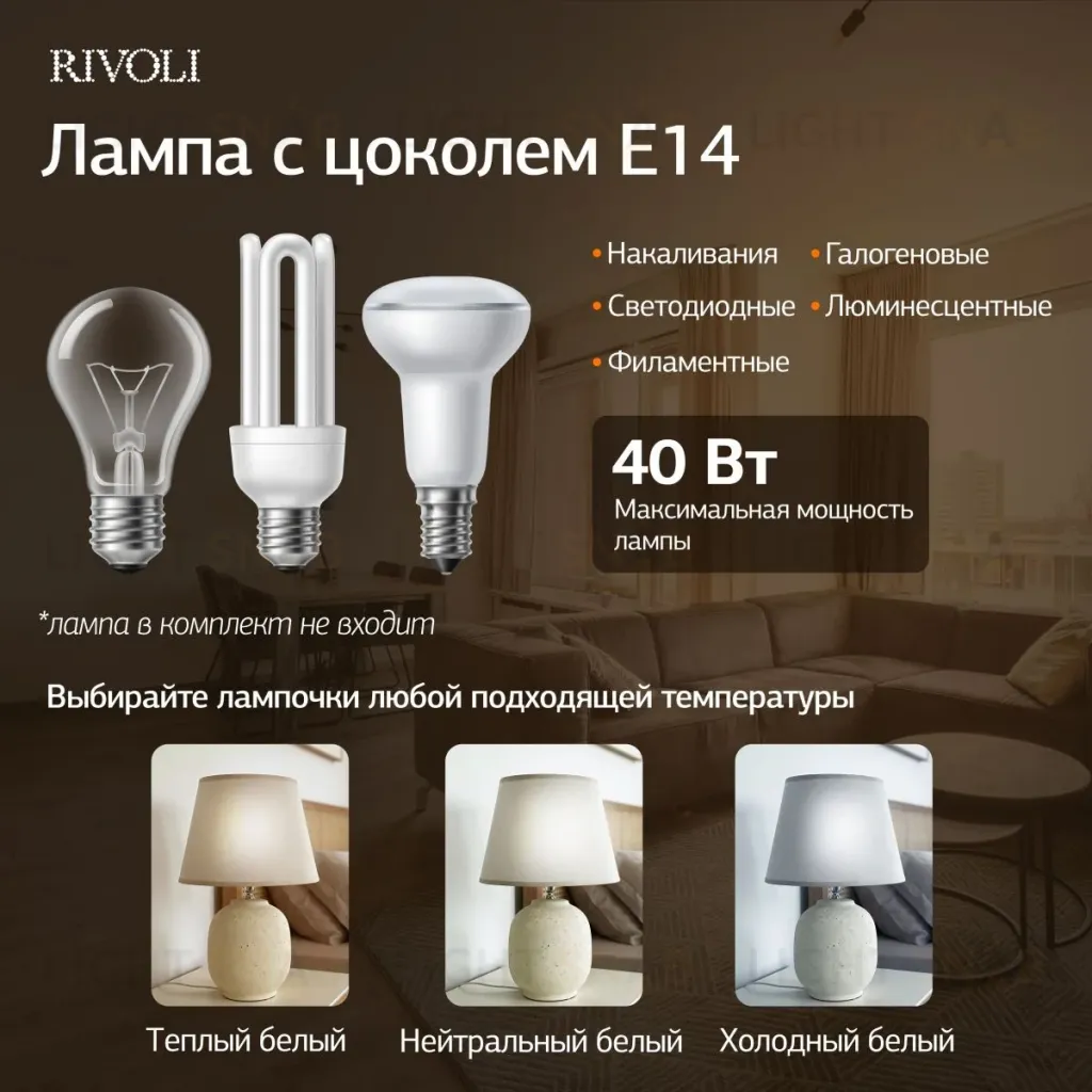 Настольная лампа Rivoli Naomi 7551-501 Б0070139 Б0070139