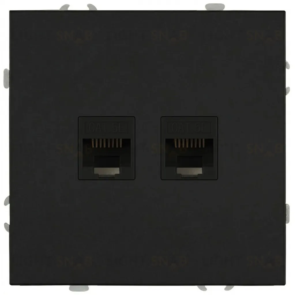 Розетка Эра Galaxy 15-3108-05 информационная двойная 2XRJ45 IP20 антрацит Б0070764 Б0070764