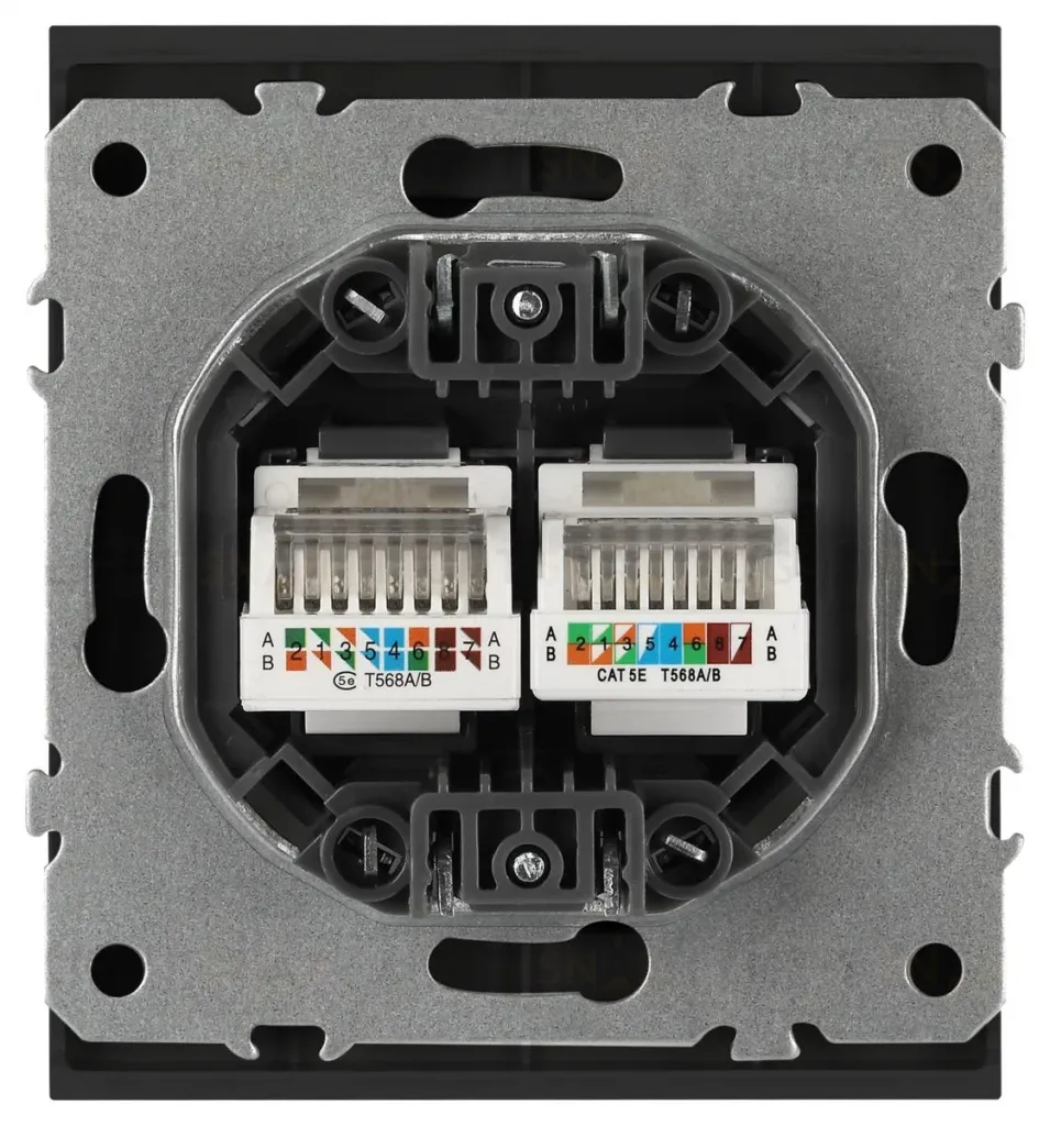 Розетка Эра Arktik 16-3108-05 информационная двойная 2XRJ45 антрацит Б0070488 Б0070488