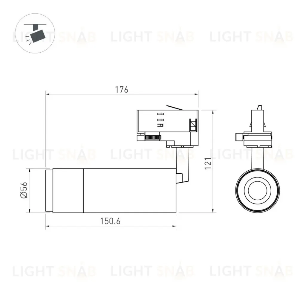 Трековый трехфазный светильник Arlight LGD-GESTIA-TRACK-4TR-R56-15W Day4000 (Черный-никель, 25-50 deg, 230V) (IP20 Металл) 064974 064974