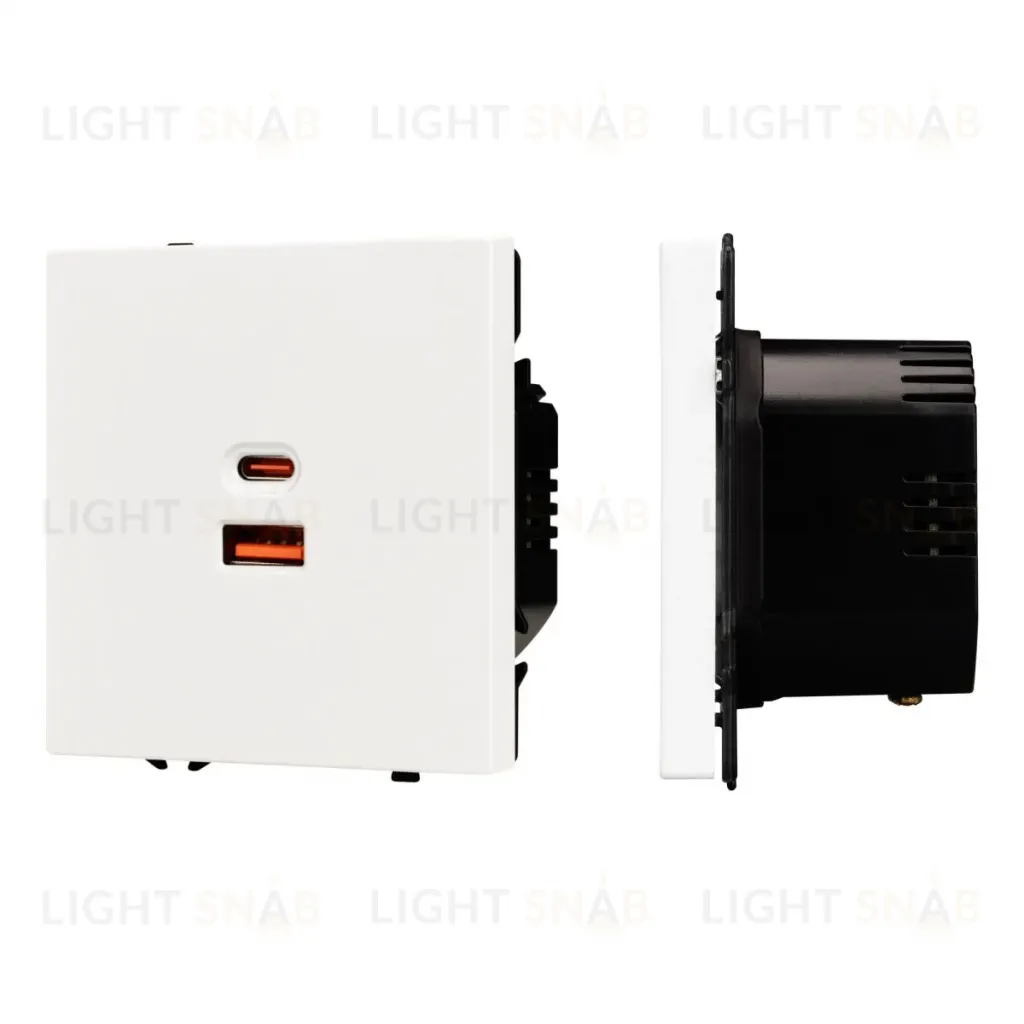 USB Розетка тип A+C софт-тач белый кварц Arlight SCT-MUAC-SFPL-FC-WH (65W, QC3) 054316(1) 054316(1)