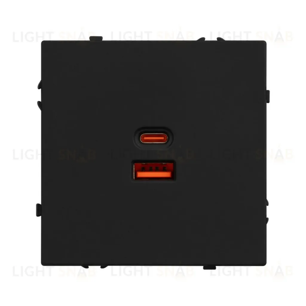 USB Розетка тип A+C софт-тач черный оникс Arlight SCT-MUAC-SFPL-FC-BK (65W, QC3) 054317(1) 054317(1)