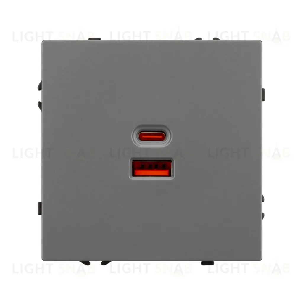 USB Розетка тип A+C софт-тач серый базальт Arlight SCT-MUAC-SFPL-FC-GR (65W, QC3) 054319(1) 054319(1)
