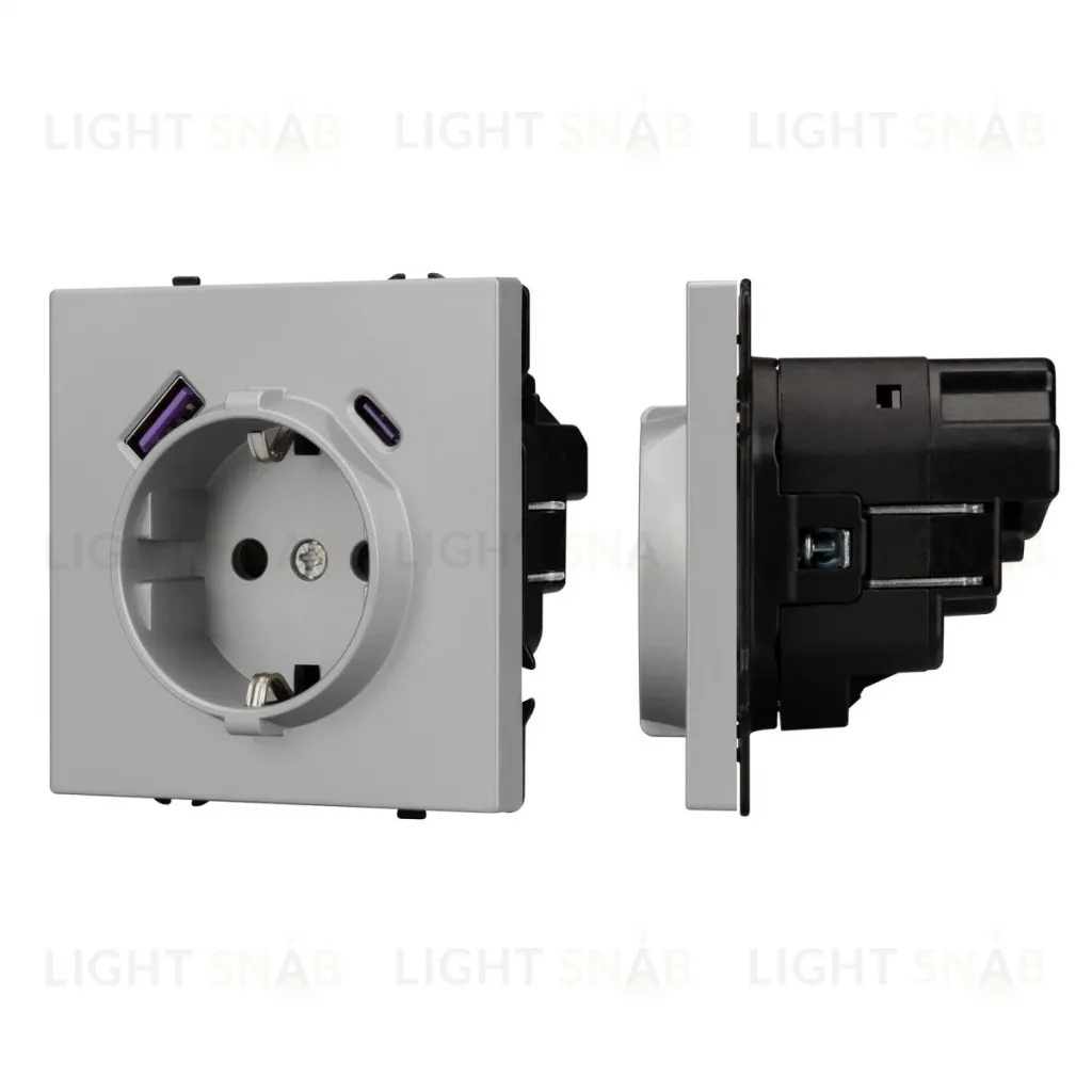 Розетка зк со шторками с USB тип А+С софт-тач никель Arlight SCT-MUAC-SFPL-IS (250V, 16A) 059445(1) 059445(1)