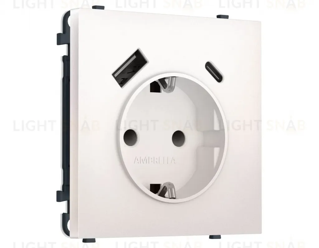 Комплект механизма электрической розетки SIGMA Жемчуг 2USB A+C 20W Ambrella Volt MS210010 (SP2100, PR160) MS210010
