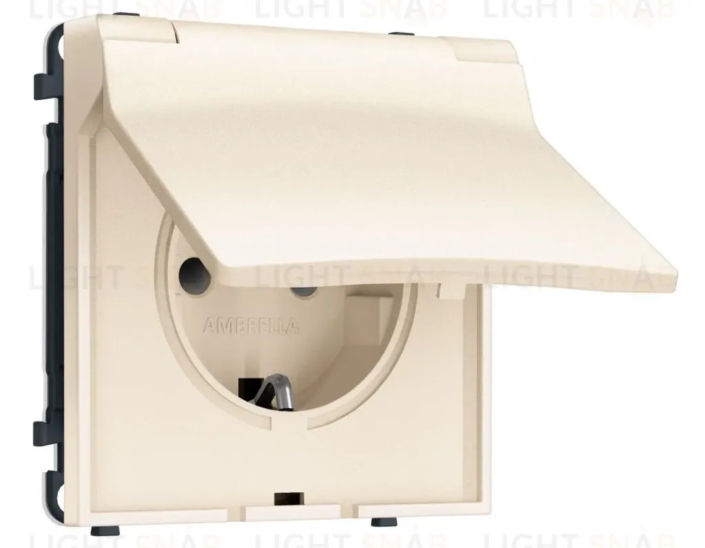 Комплект механизма электрической розетки SIGMA Жемчужно-кремовый 50Hz 2P+E с/з с/ш и крышкой IP44 16A-250V QUANT PRO Ambrella Volt MS248010 (SP2480, PR141) MS248010