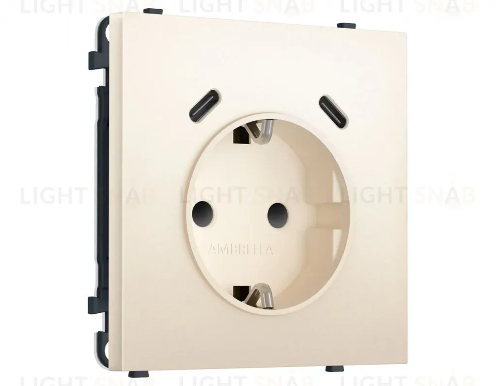 Комплект механизма электрической розетки SIGMA Жемчужно-кремовый 2USB С+C 20W Ambrella Volt MS250510 (SP2505, PR165) MS250510