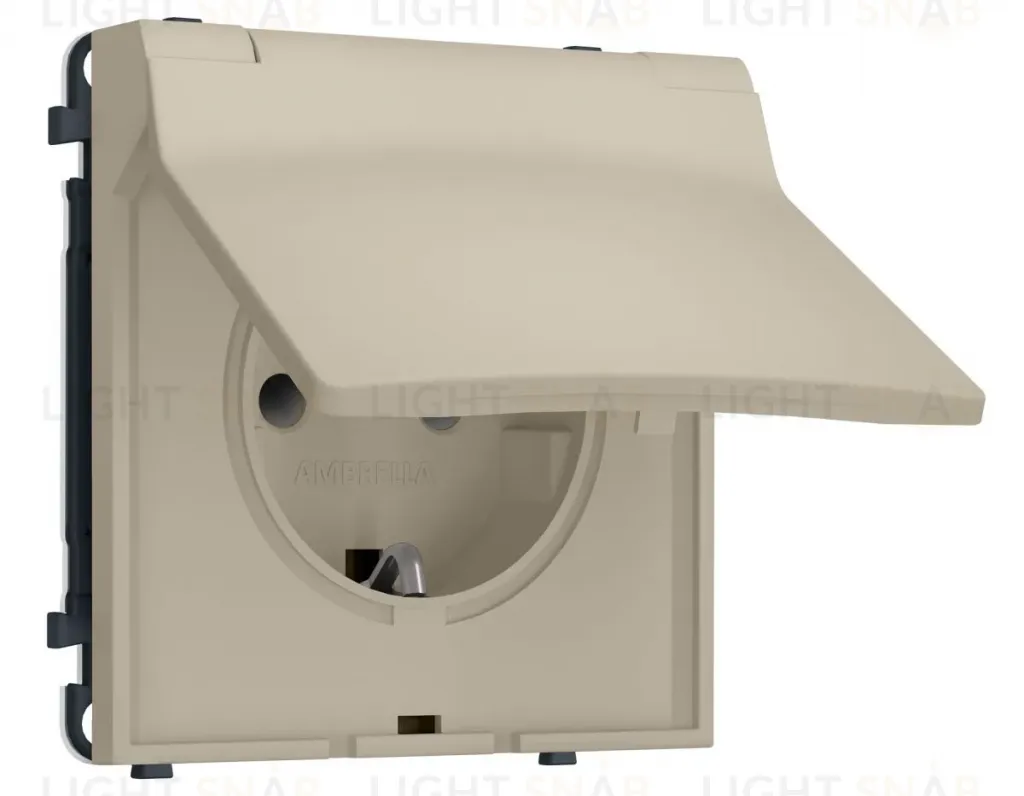 Комплект механизма электрической розетки SIGMA Кашемир 50Hz 2P+E с/з с/ш и крышкой IP44 16A-250V QUANT PRO Ambrella Volt MS348010 (SP3480, PR141) MS348010